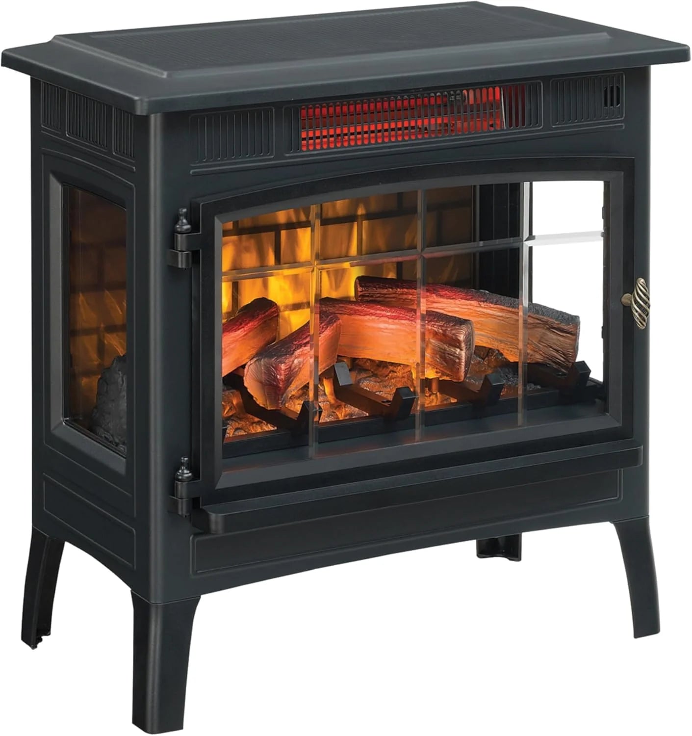 Freestanding Electric Fireplace Stove Heater with 3D Flame Effect for 1,000 Sq. Ft