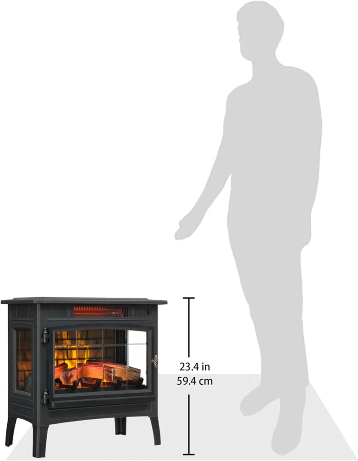 Freestanding Electric Fireplace Stove Heater with 3D Flame Effect for 1,000 Sq. Ft