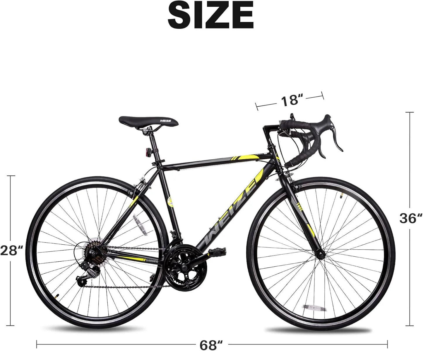 WEIZE Road Bike, 700C Wheel City Commuter Bicycle, Shimano 14 Speed Drop Bar, Racing Adult Bike with Caliper Brakes, High-Carbon Steel Hybrid Bikes