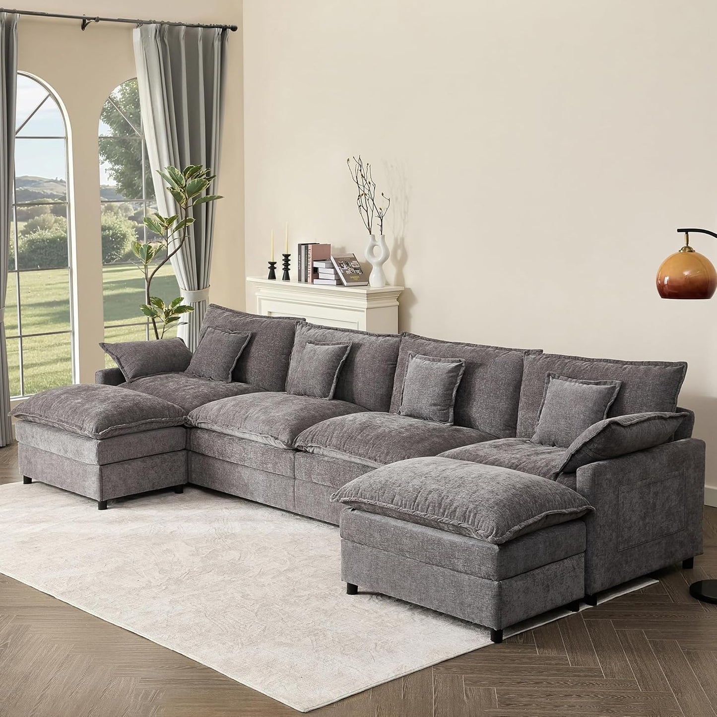 108" U-shaped sofa, modular sofa, three-seater comfortable cloud sofa