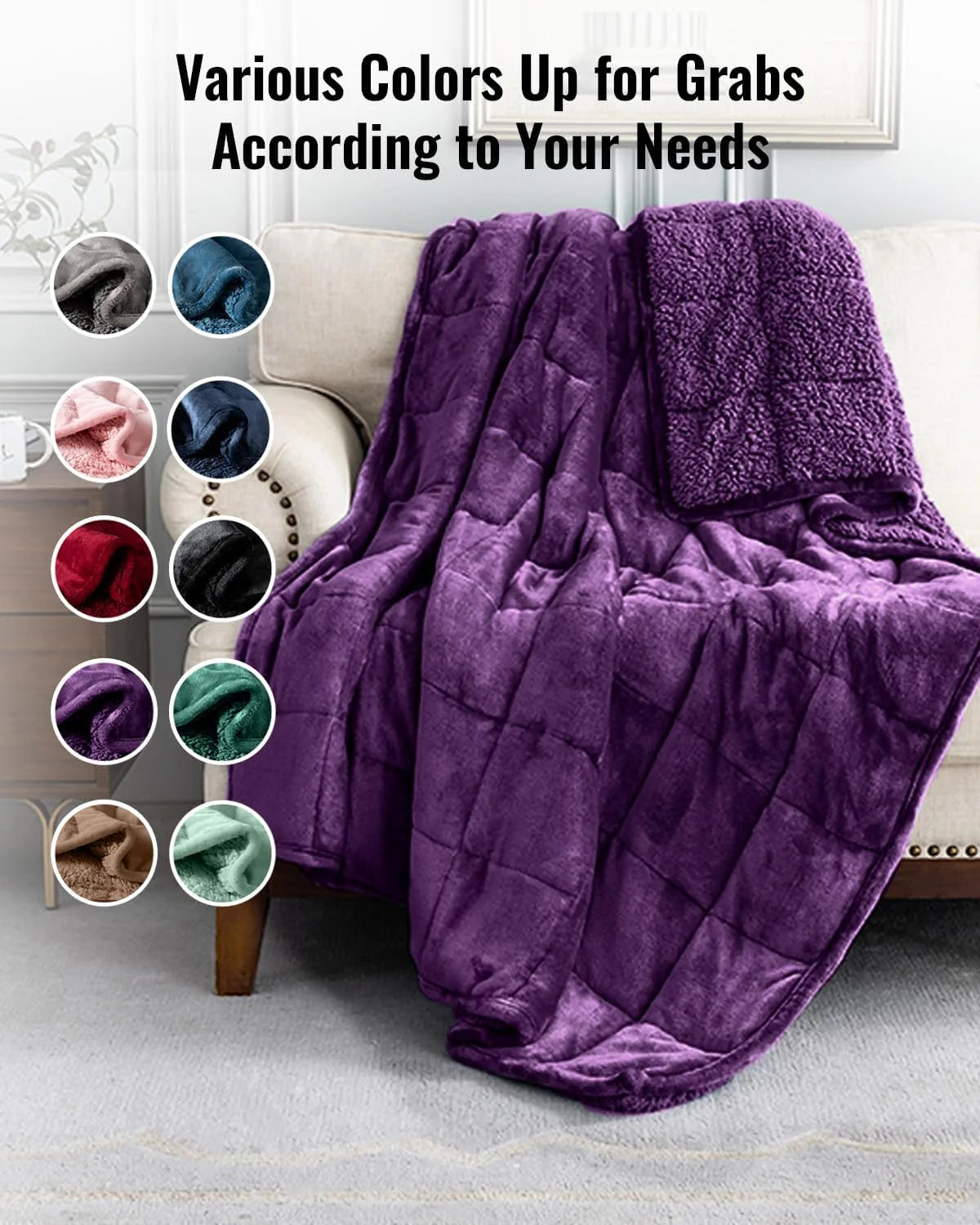 Weighted Blanket Queen Size 15lbs 60x80 inches with Soft Plush Fleece