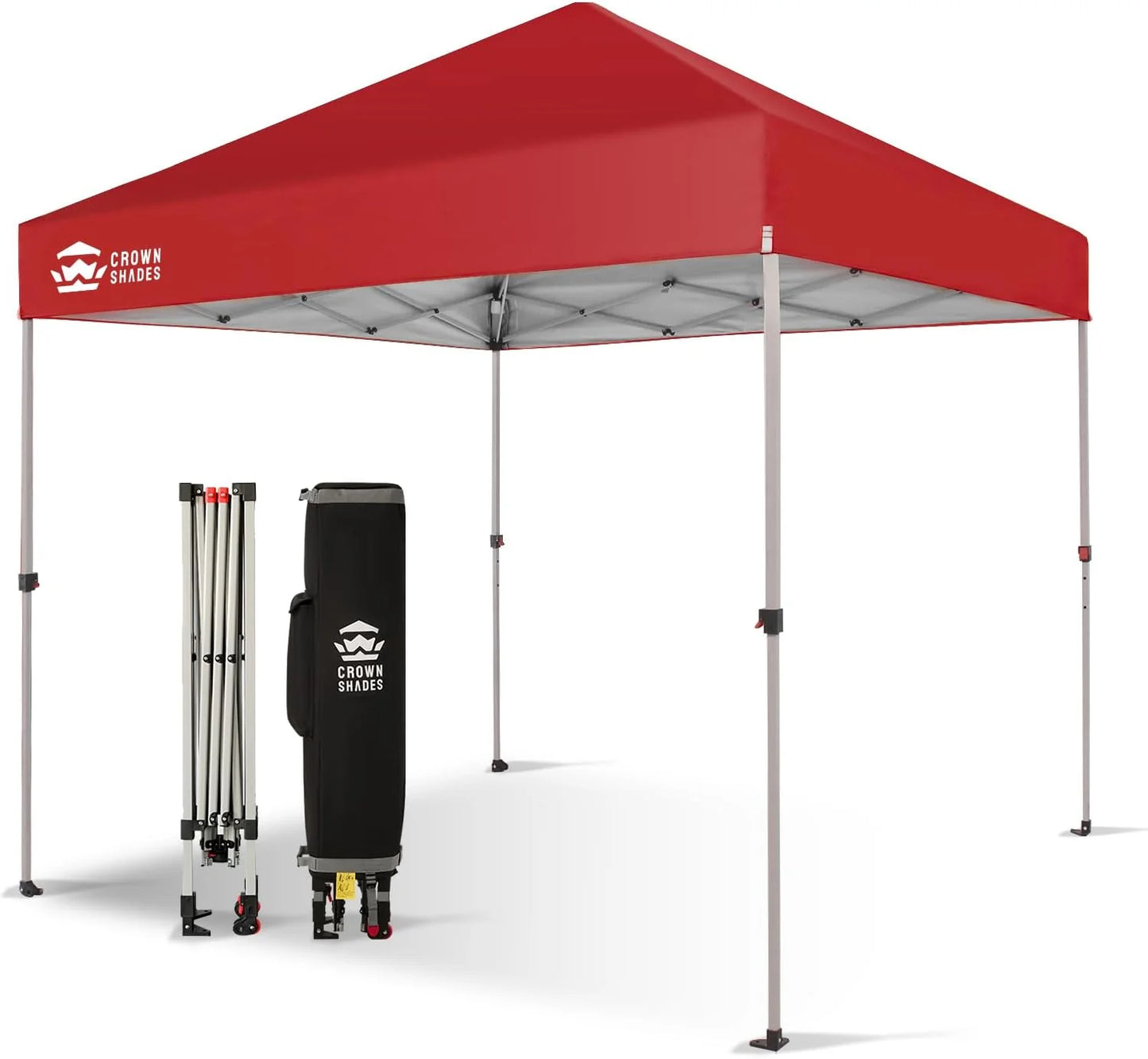 10x10 Pop-Up Awning - One-Click Installation Beach Tent - Outdoor Sunshade Silver Coated Top, 3 Heights and 4 Sand Pockets