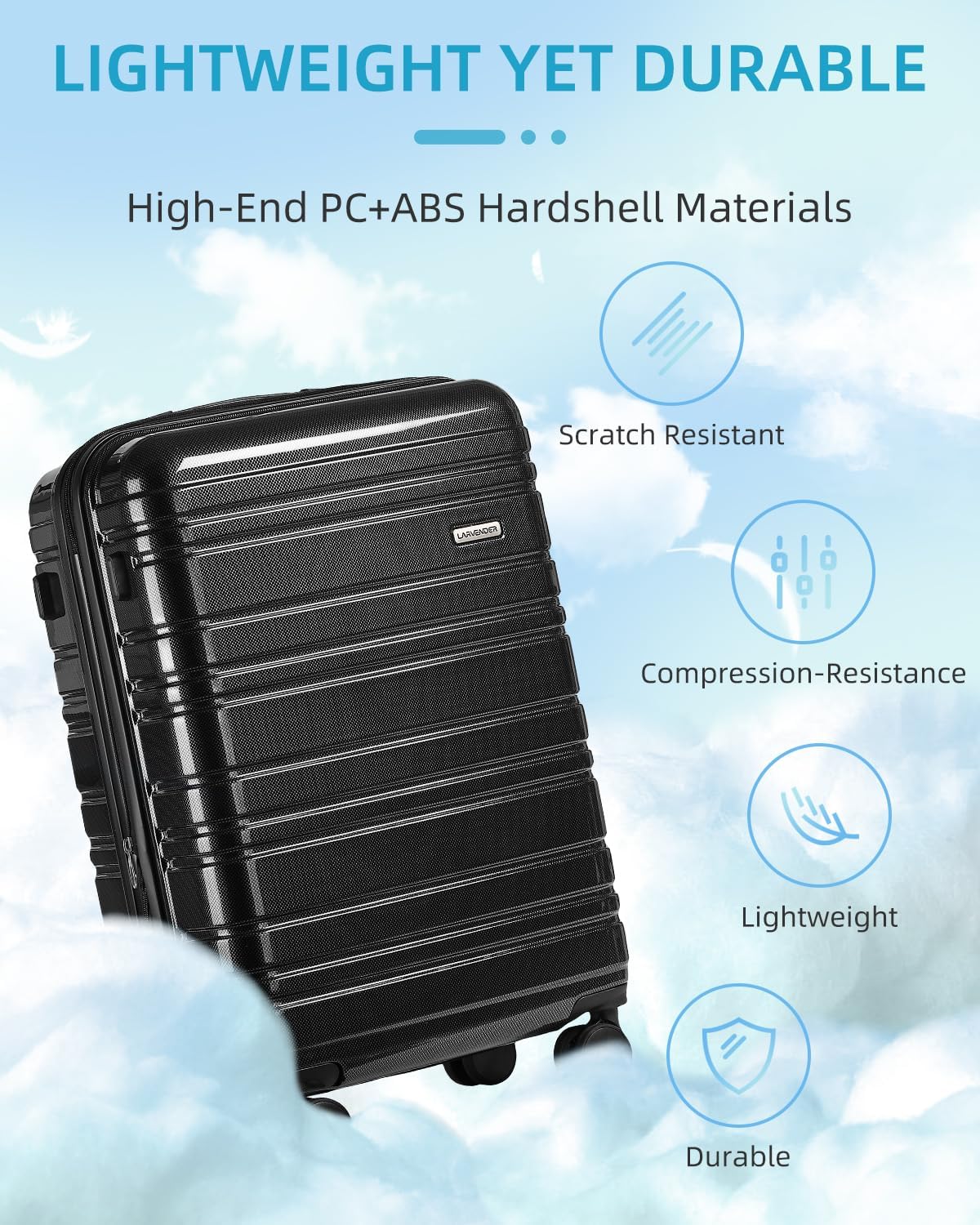 6-piece luggage set, expandable hardshell suitcase set with spinner wheels, lightweight rolling luggage set