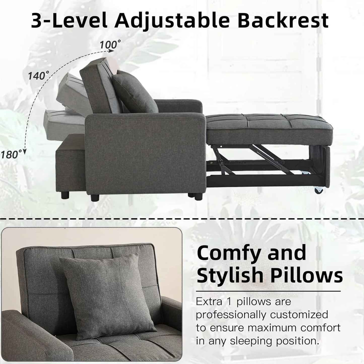 Sofa Bed Chair Convertible Sleeper Sofa with Pull-Out Bed