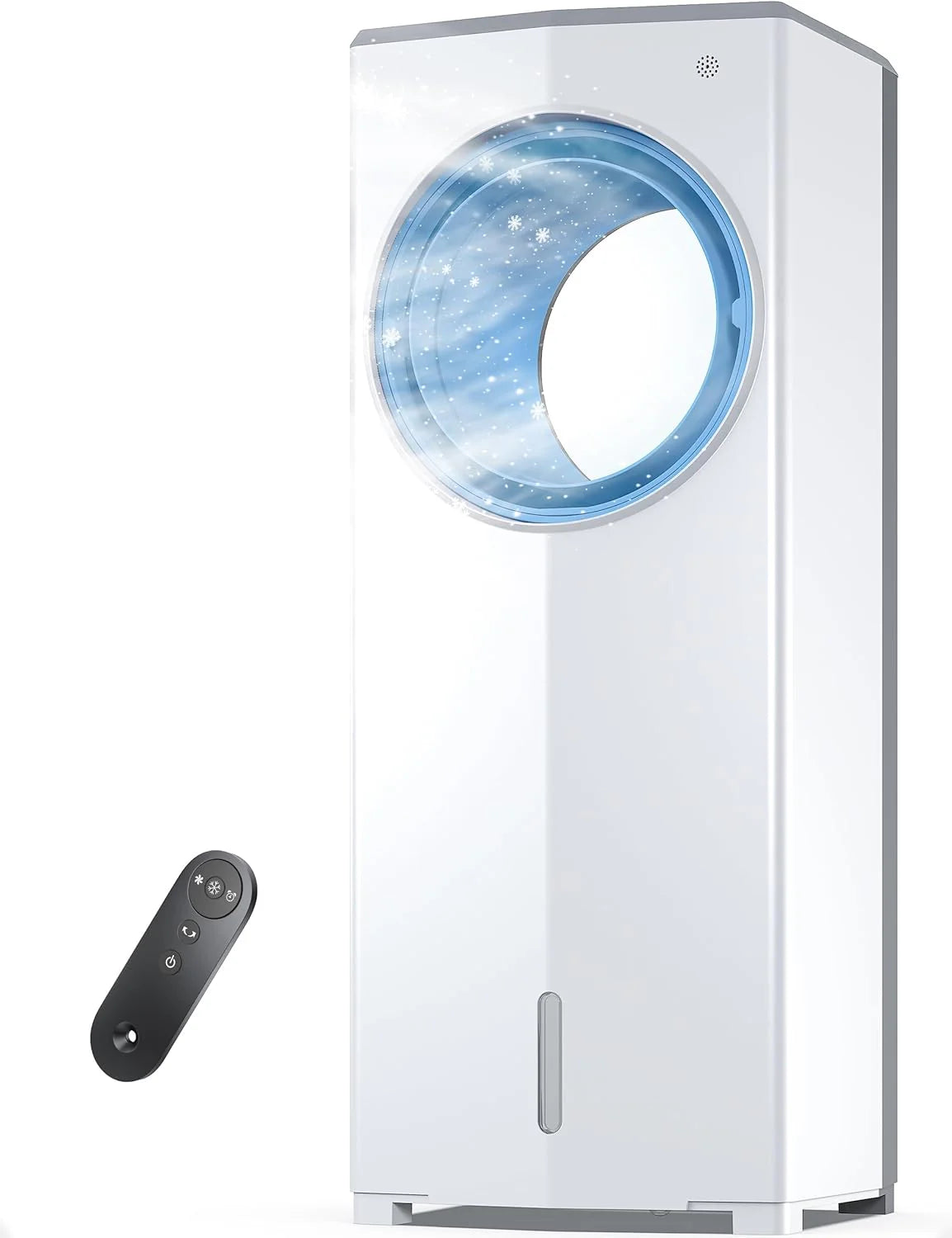 Windowless Portable Air Conditioner, 26.3" Small Evaporative Air Cooler for Room No Window, 3-Speed Settings, 4 Modes, 7H Timer, Remote Control, 4 Ice Packs, Quiet AC Unit for Bedroom