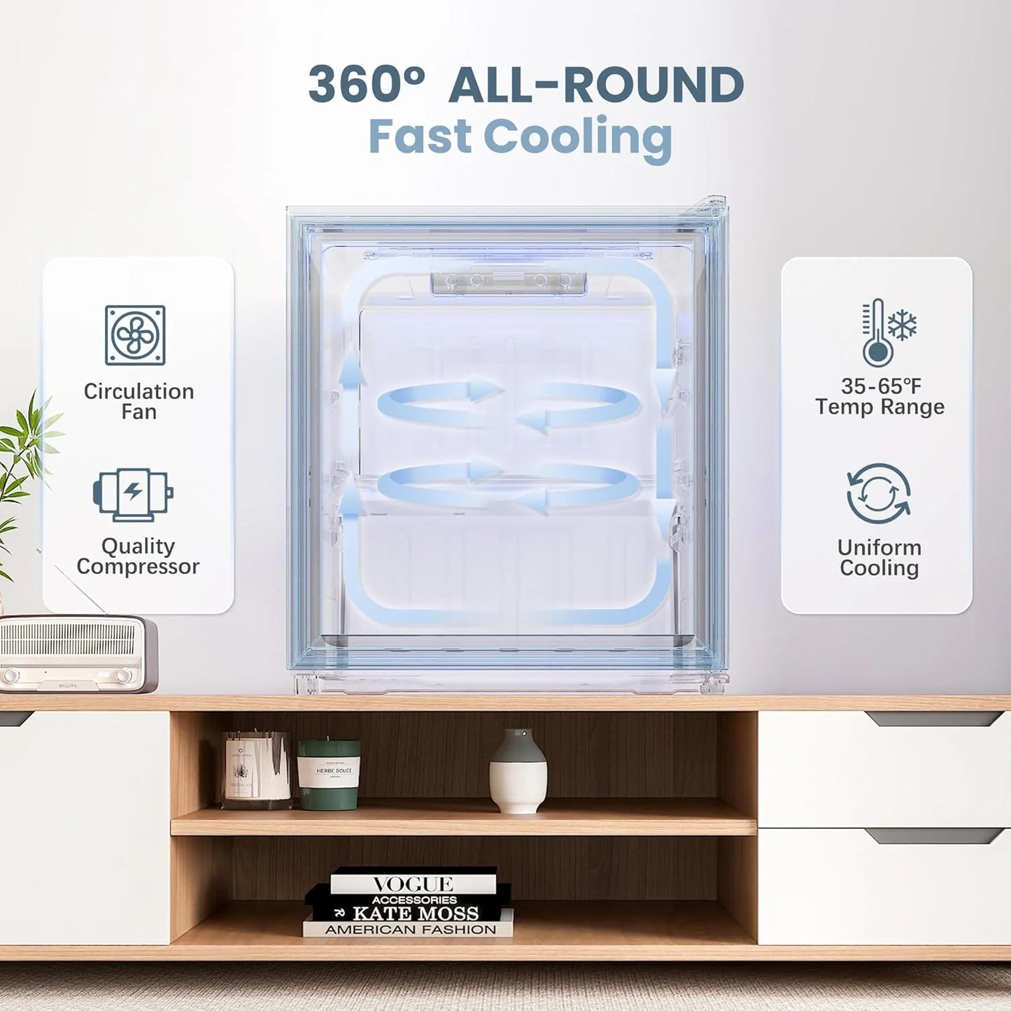 Beverage Refrigerator Cooler-120 Cans Freestanding Mini Fridge Cooler with Glass Door, Adjustable Shelves & Digital Temperature Display for Soda, Wine or Beer (Black, 3.2 Cu.Ft)