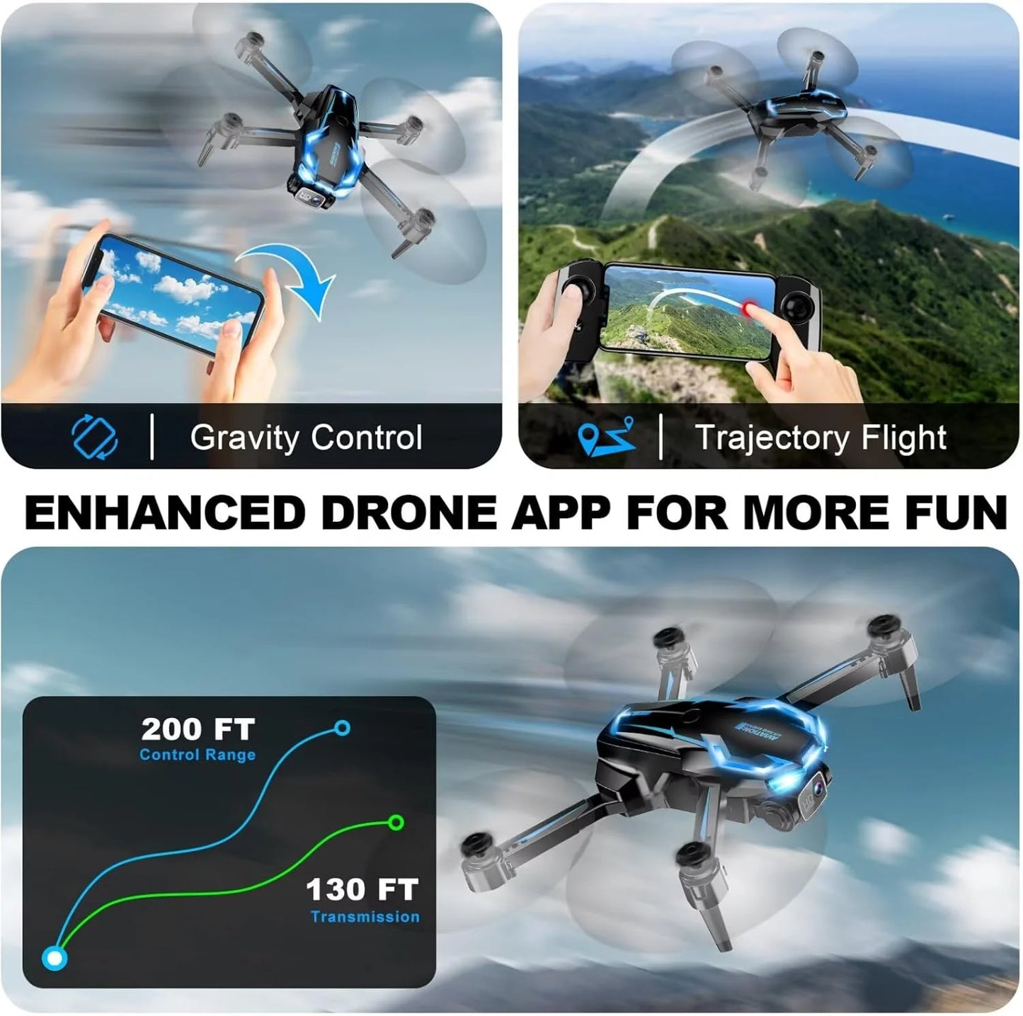 2K HD FPV Drone for Adults with Camera - Altitude Hold Foldable and Portable