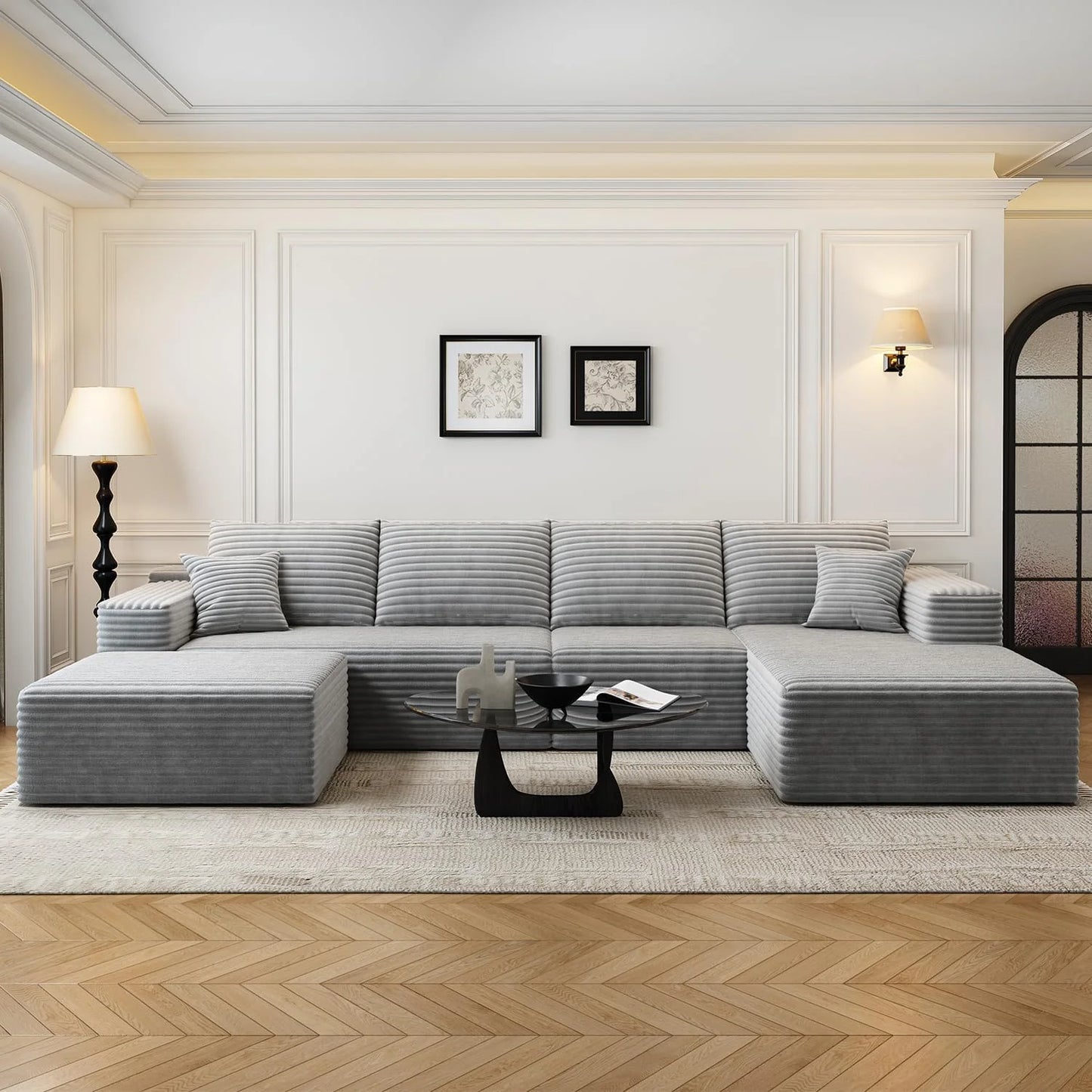 107.5" Cloud Modular Sectional Sofa Couch with L-Shape Chaise,Modern Minimalist Upholstered Couches