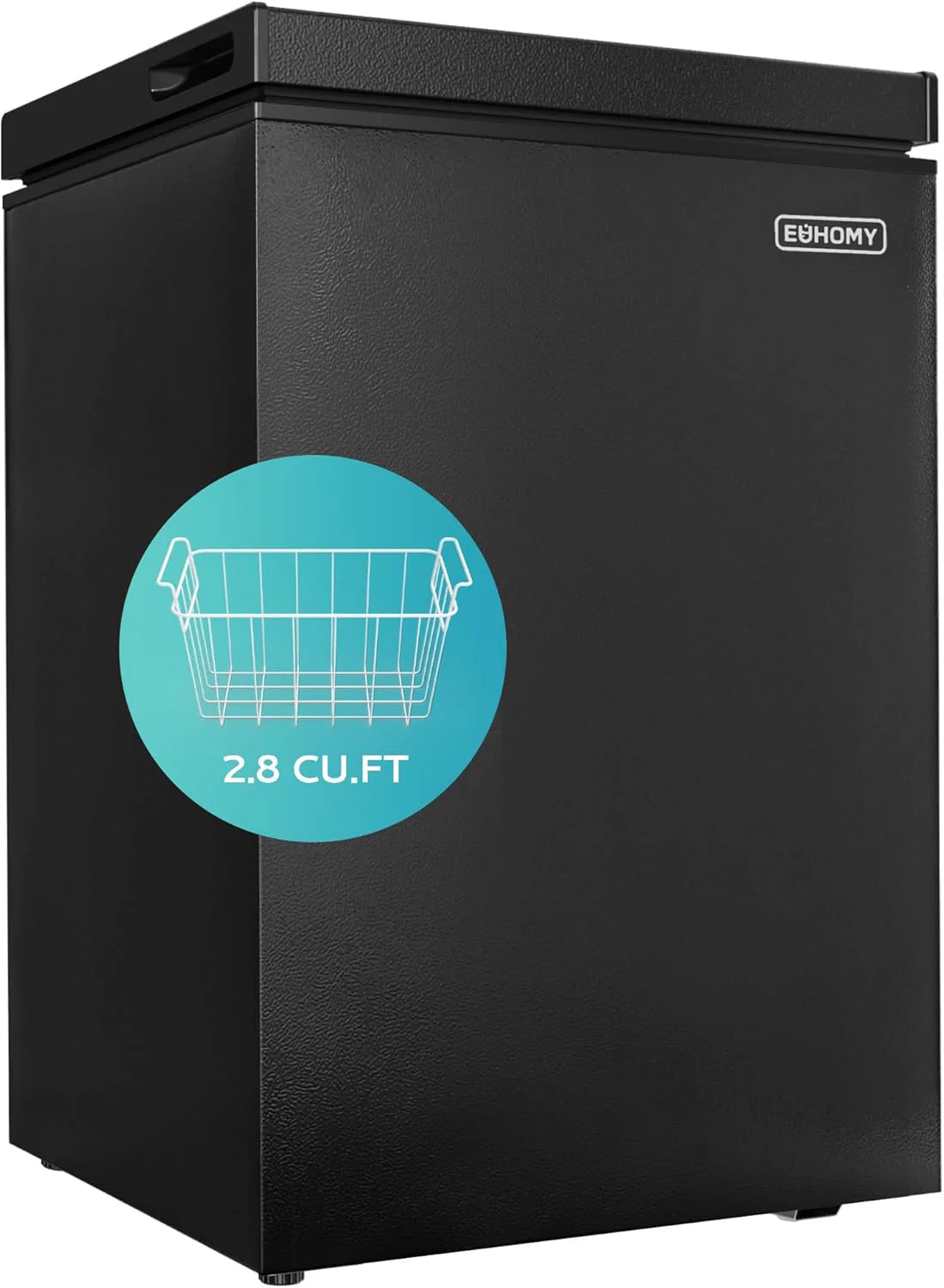 EUHOMY 3.5 Cu.Ft Chest Freezer with Removable Basket, Small Deep Freezer Adjustable 7 Thermostat, Quiet Mini Freezer Free-Standing Top Door, Energy Saving for Apartment/Garage/Basement/Dorm/Home,Black