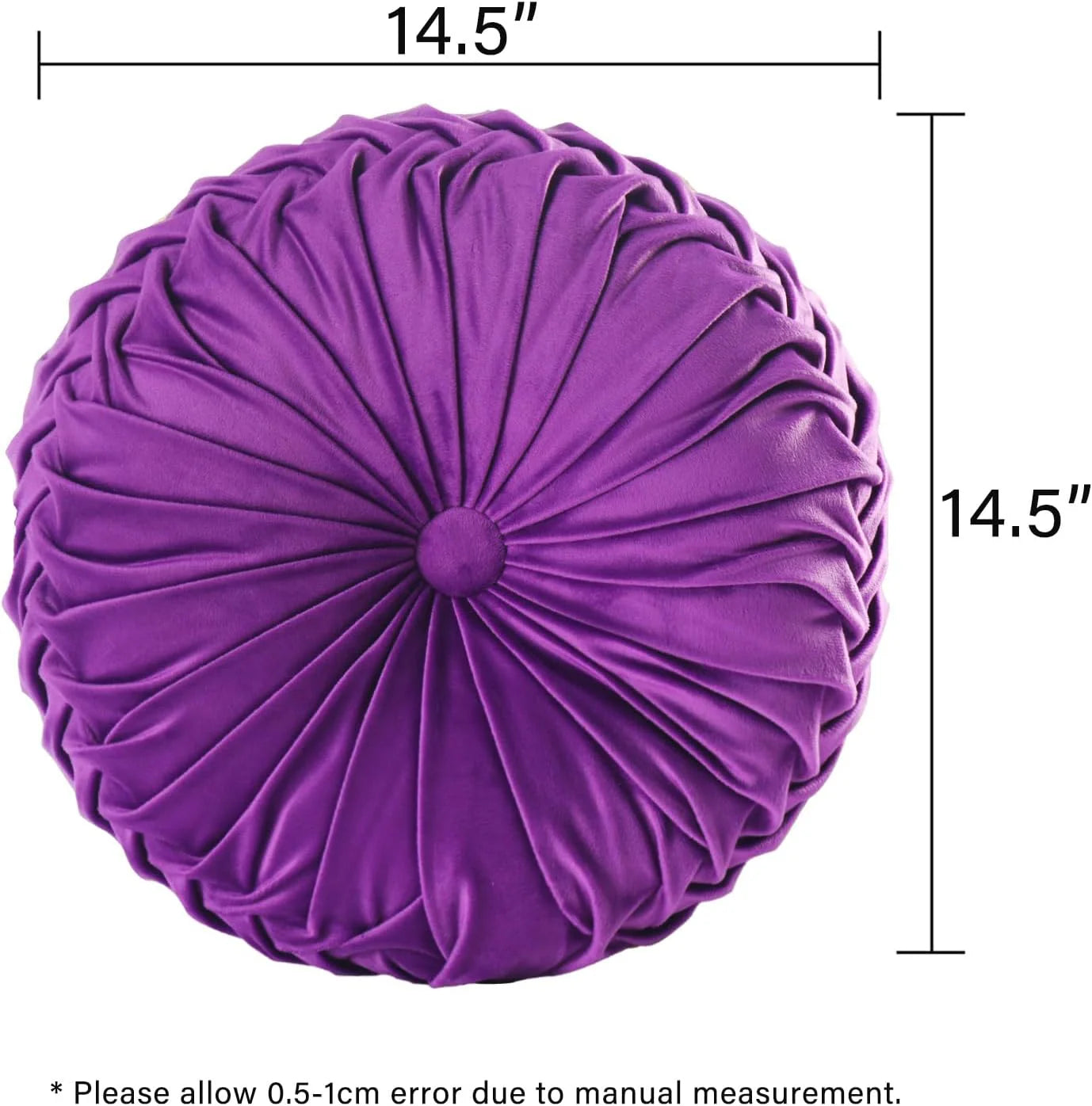 Set of 2 Decorative Round Pleated Throw Pillows