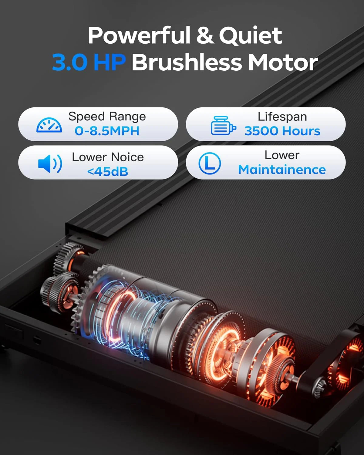 UMAY household folding tilt treadmill with heart rate sensor Low noise