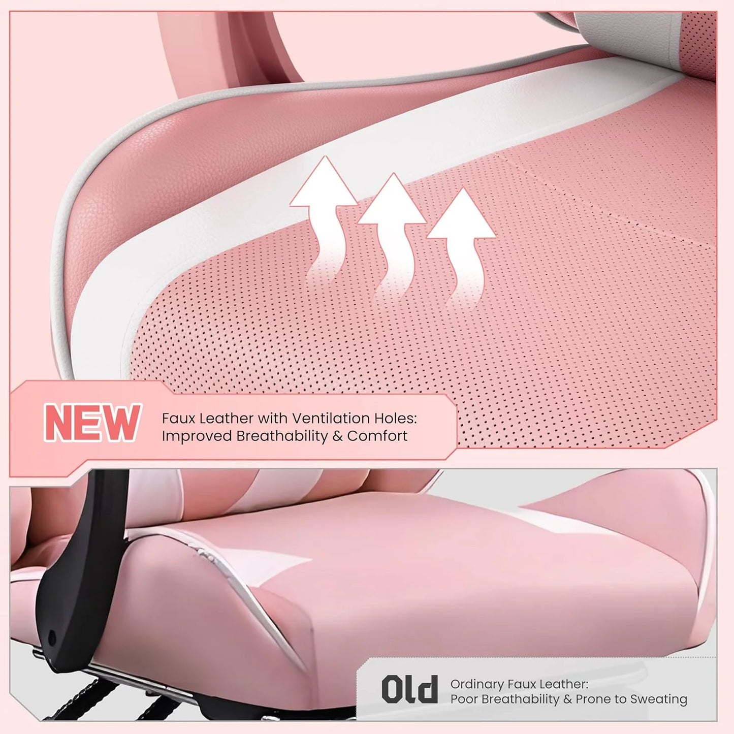 Gaming Chair with Massage Lumbar Support and Footrest Height Office Gaming Chair