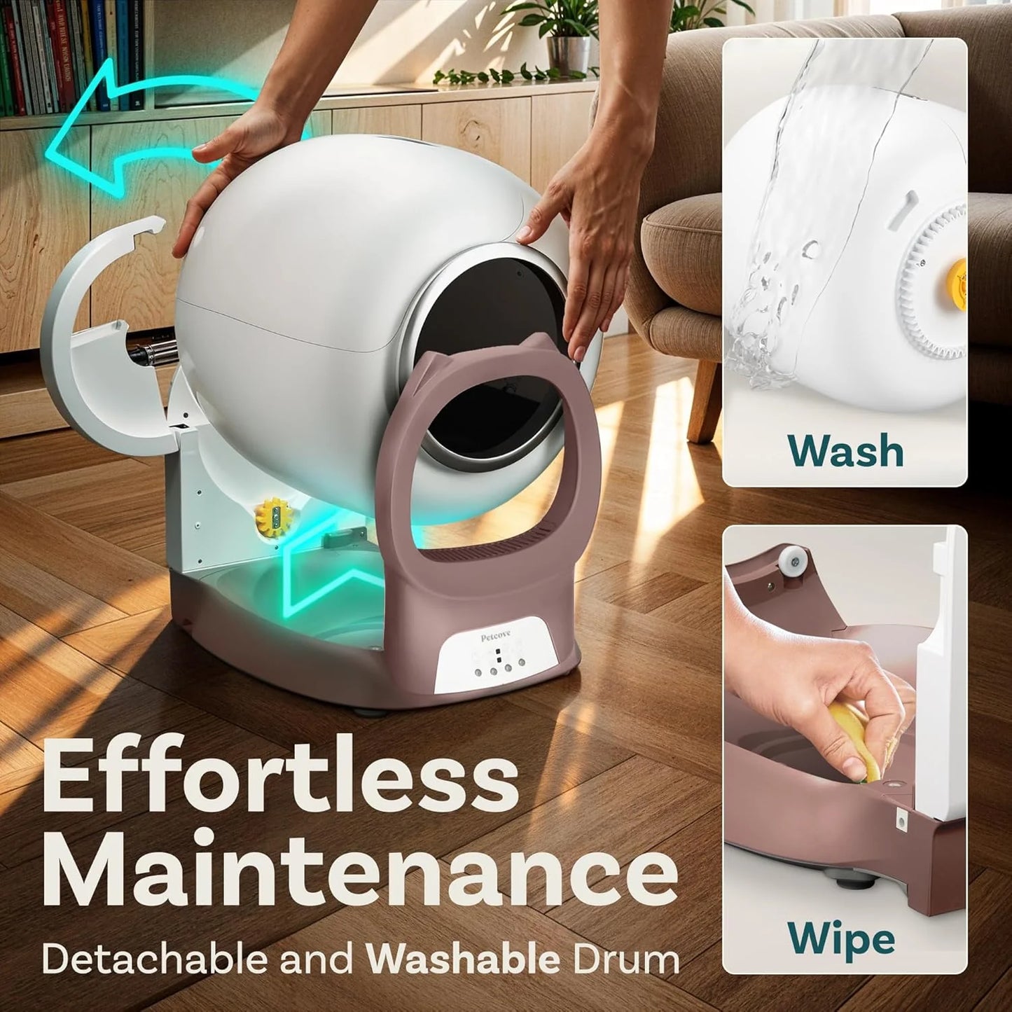 Self Cleaning Litter Box with Auto Safety Sensors for Multiple Cats - Automatic Cat Litter Box Self-Cleaning - Covered Odor Removal with APP Control - Compatible On All WiFi