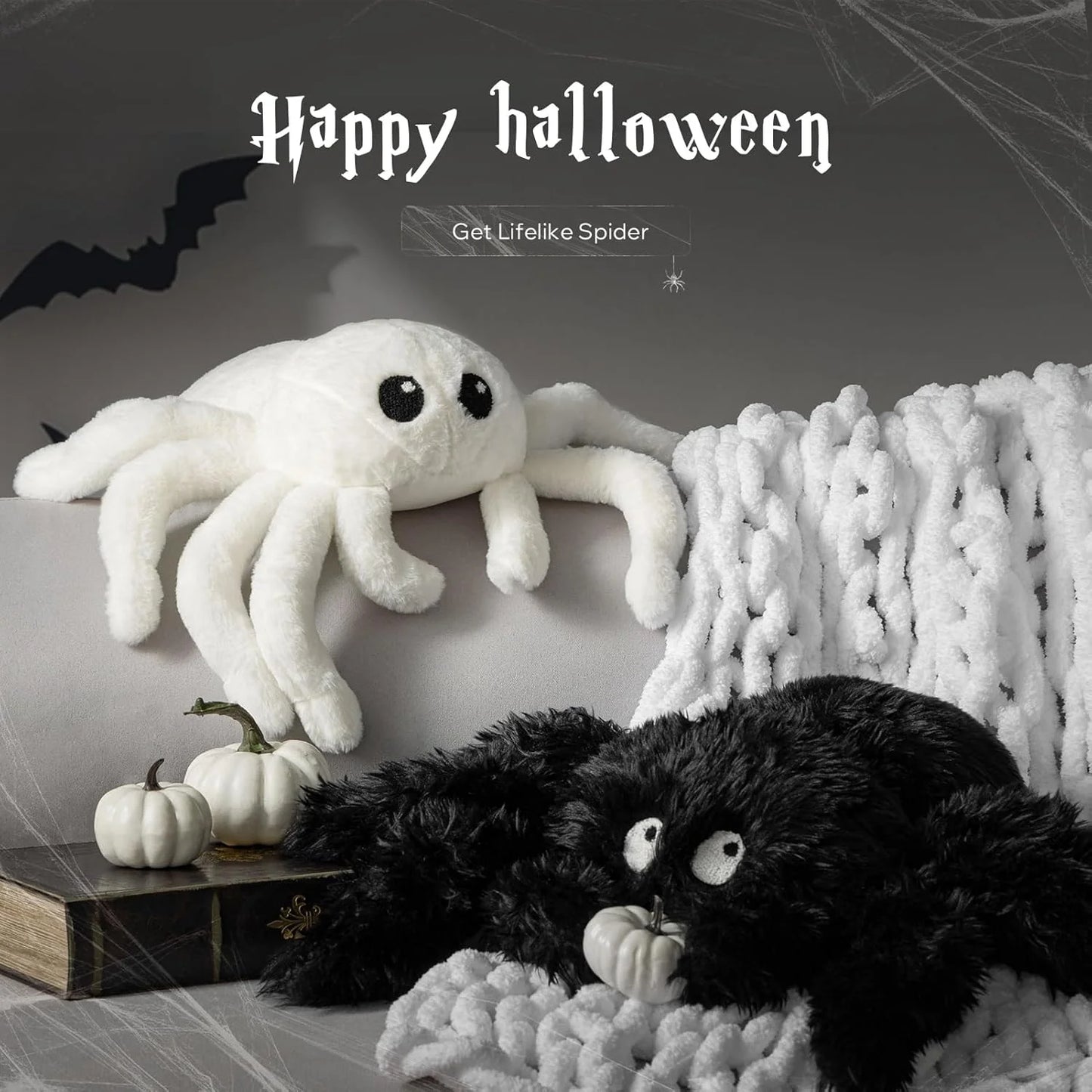 Happy Halloween Spider Shaped Throw Pillow