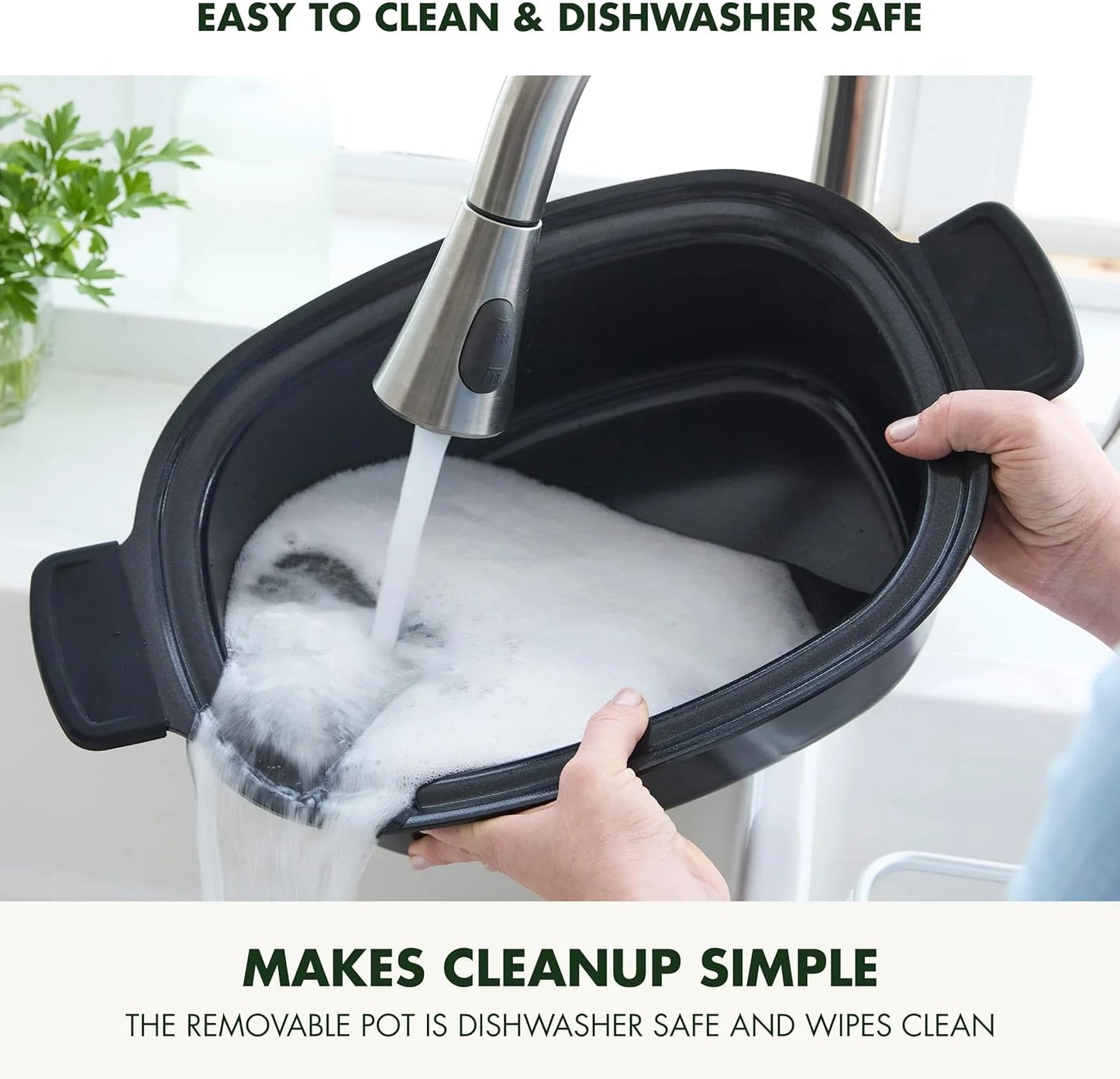 8-in-1 Programmable 6QT Electric Slow Cooker with Dishwasher-Safe Lid and Removable Base