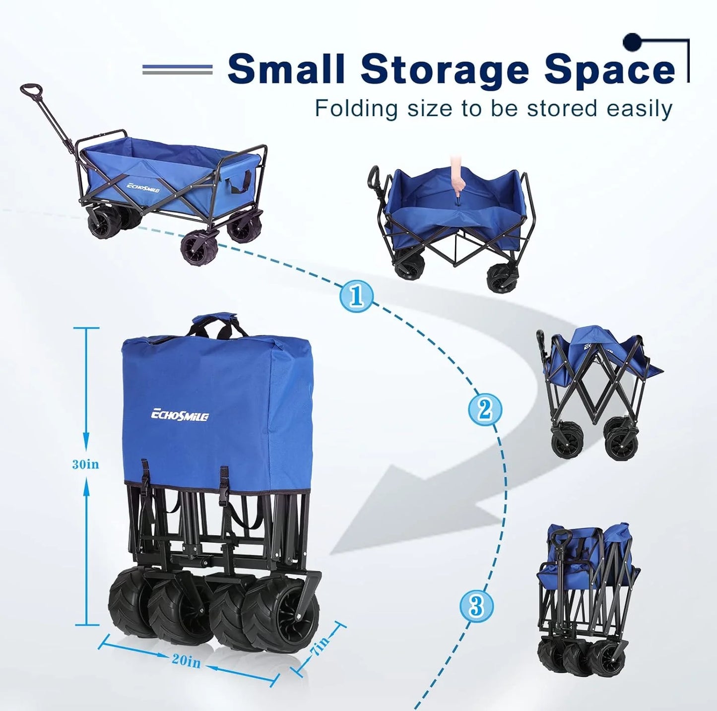 Heavy Duty 350 lb Capacity Foldable Caravan, Outdoor Folding Camping Caravan, Portable Grocery Cart, Adjustable Rolling Cart
