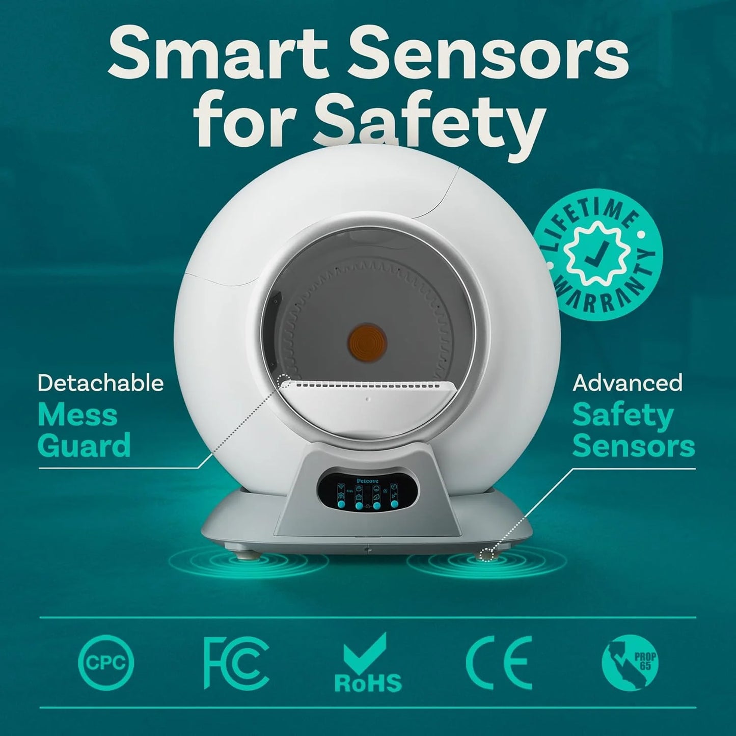 Self Cleaning Litter Box with Auto Safety Sensors for Multiple Cats - Automatic Cat Litter Box Self-Cleaning - Covered Odor Removal with APP Control - Compatible On All WiFi