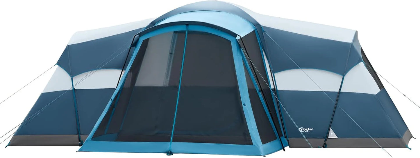 PORTAL 6/8/10 Person Family Camping Tent with Screen Room, Water Resistant Big Tunnel Tent with Rainfly, Large Family Tent for Outdoor Camping, Party