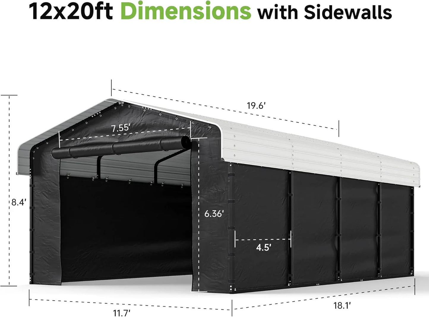 10'x15' Heavy Duty Metal Carport, Outdoor Garage Car Shelter Shade with Heavier Frame
