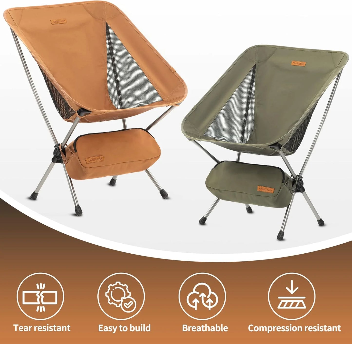 Ultralight Camping Chair 2.12 lbs Portable Backpacking Chair Folding Hiking Chair