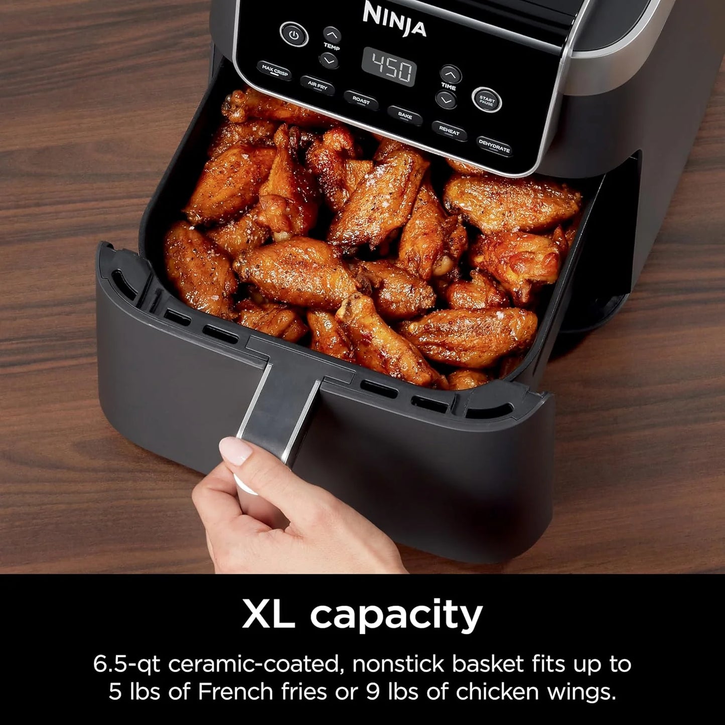 Ninja Air Fryer Pro XL 6-in-1 with 6.5 QT Capacity, Max Crisp, Air Fry, Air Roast, Bake, Reheat, Dehydrate, Max Crisp Technology with 450F, Nonstick Basket & Crisper Plate