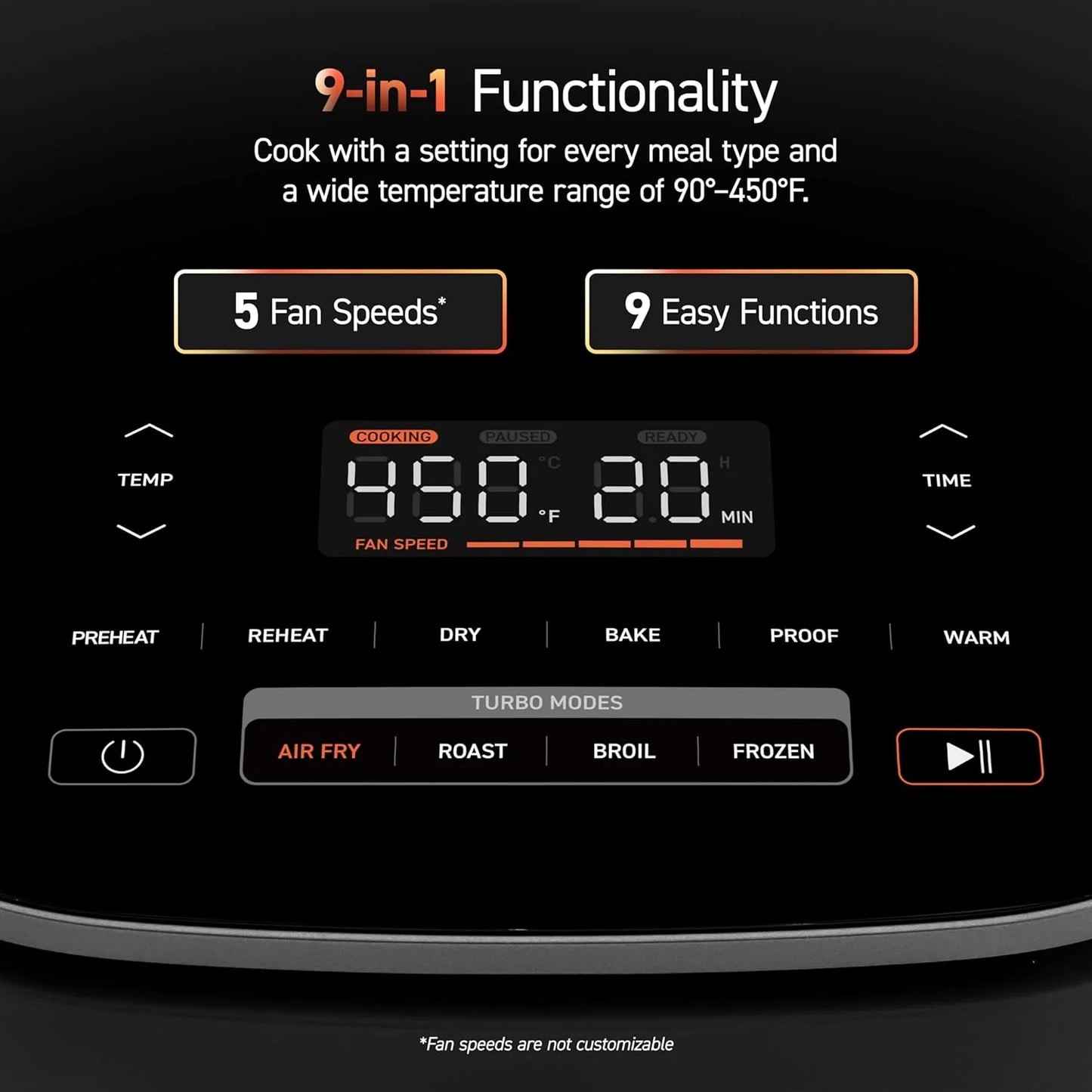 COSORI Air Fryer 9-in-1, Compact & Large 6-Qt, Fast Turbo Modes, 90–450°F Precise Heat for Even Results, Up to 95% Less Oil*, Roast, Bake, Dry, Reheat, Frozen, Broil, Proof, 120V, TurboBlaze, Grey