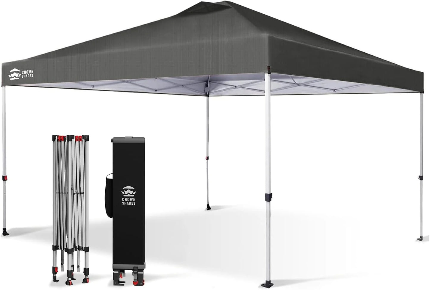 10x10 Pop-Up Awning - One-Click Installation Beach Tent - Outdoor Sunshade Silver Coated Top, 3 Heights and 4 Sand Pockets