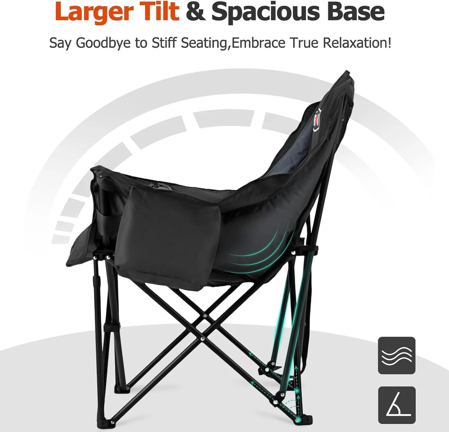 Extra Large Double Camping Chair - 2 Person Comfortable Sofa Chair Adult Loveseat - Heavy Duty Lawn Chair