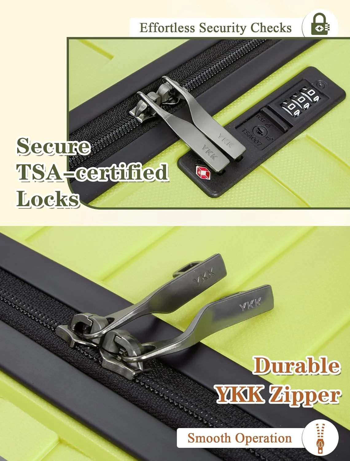 5-piece luggage set with wheels, ABS hardshell suitcase with spinner wheels