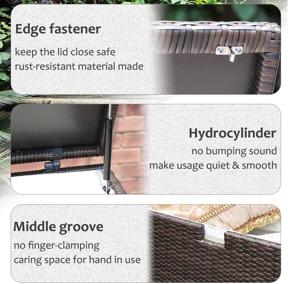 Wicker Outdoor Patio Storage Box Waterproof