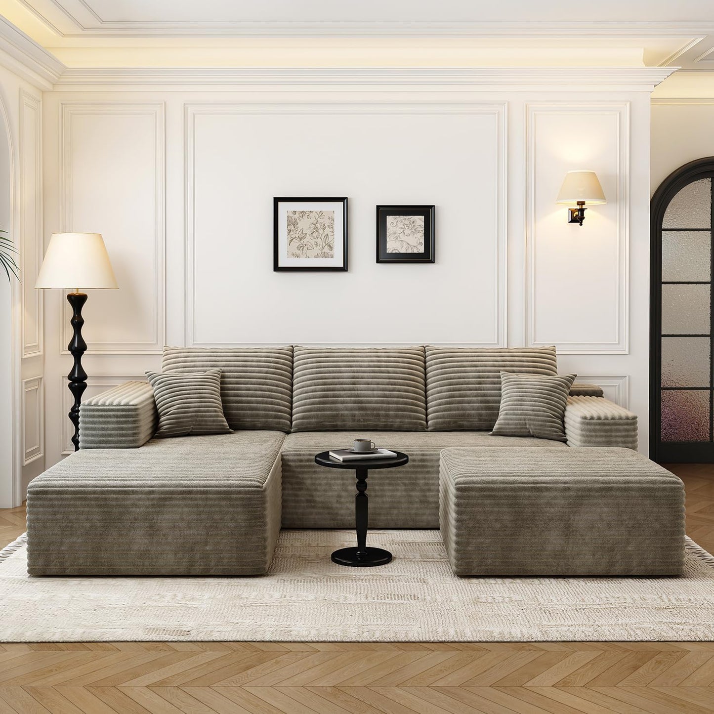 107.5" Cloud Modular Sectional Sofa Couch with L-Shape Chaise,Modern Minimalist Upholstered Couches