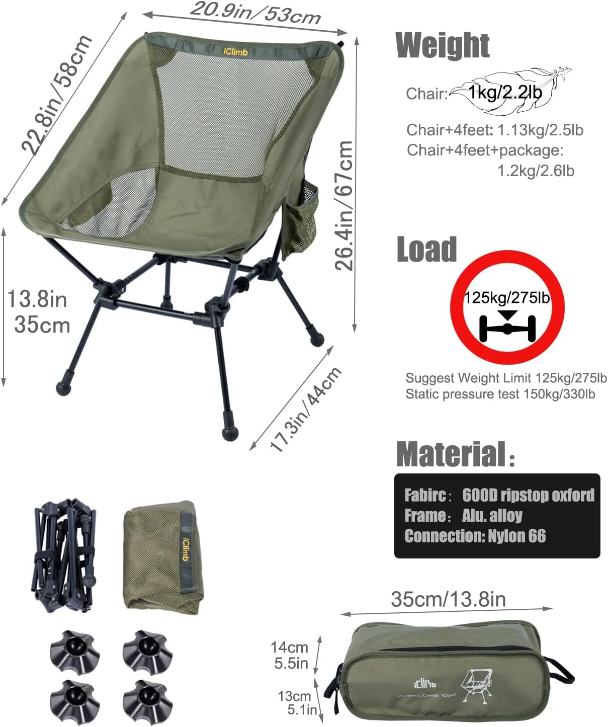 Ultralight Compact Camping Folding Beach Chair