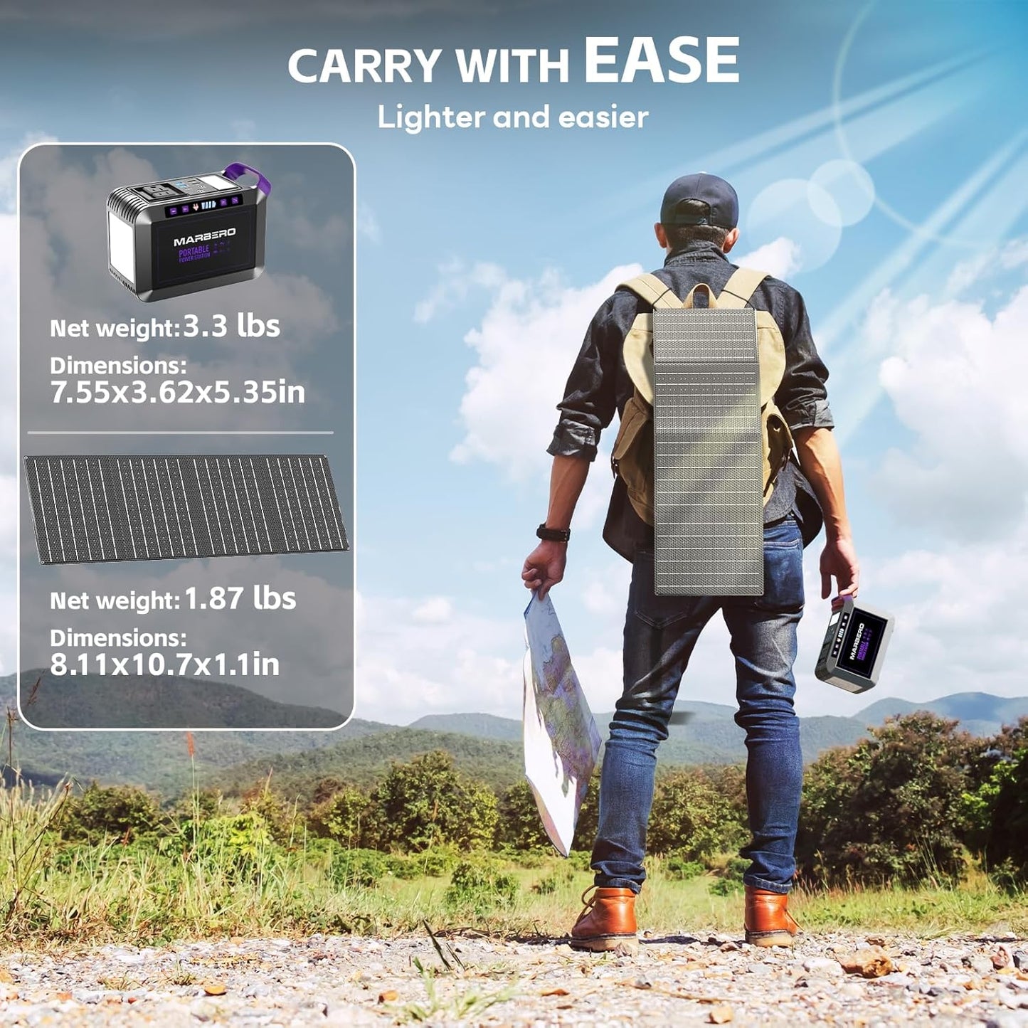 Portable Power Station 88Wh Camping Lithium Battery Solar Generator Fast Charging with AC Outlet 120W Peak Power Bank