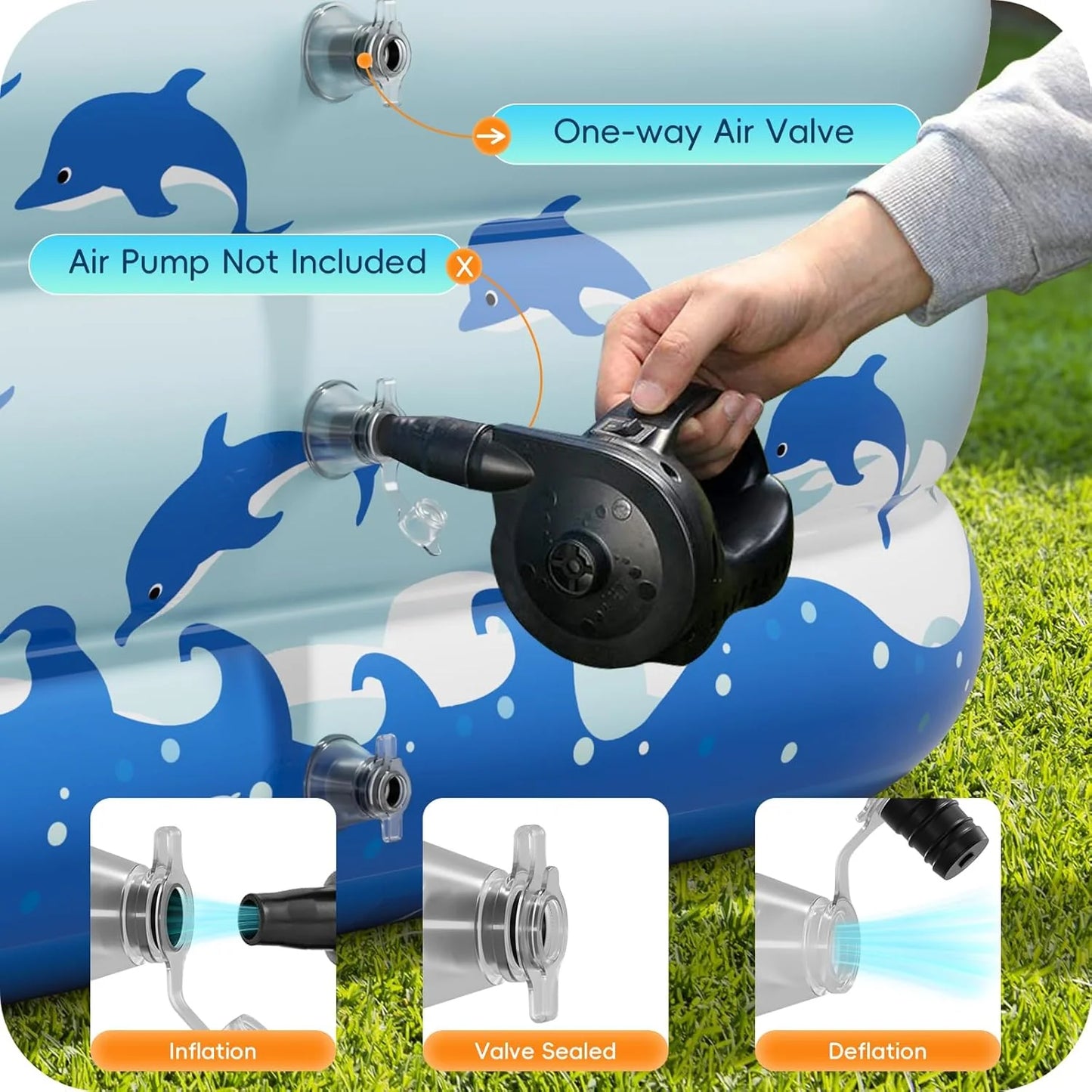 Inflatable Swimming Pool with Seats, 130" x 72" x 22" Full-Sized Durable PVC Thickened Above Ground Family Blow Up Pool for Outdoor Summer Water Party Backyard Garden Lawn