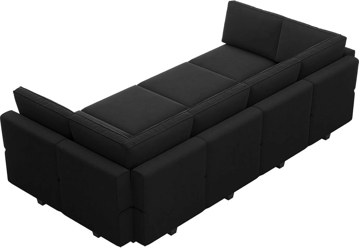 Belffin Modular Sectional Sofa with Ottomans Velvet Reversible Sleeper Chaise Bed Storage Seat Black