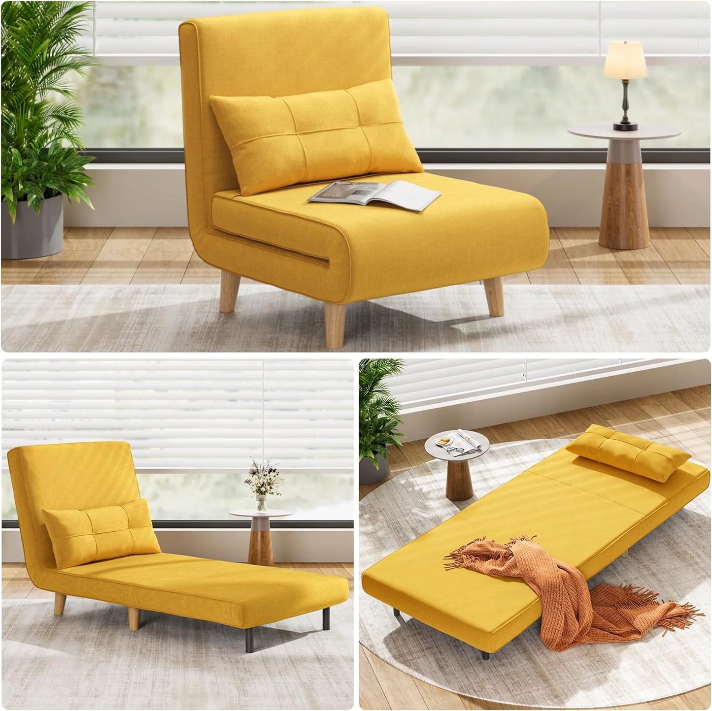 3-in-1 sleeper chair bed, convertible chair bed futon sofa with adjustable backrest