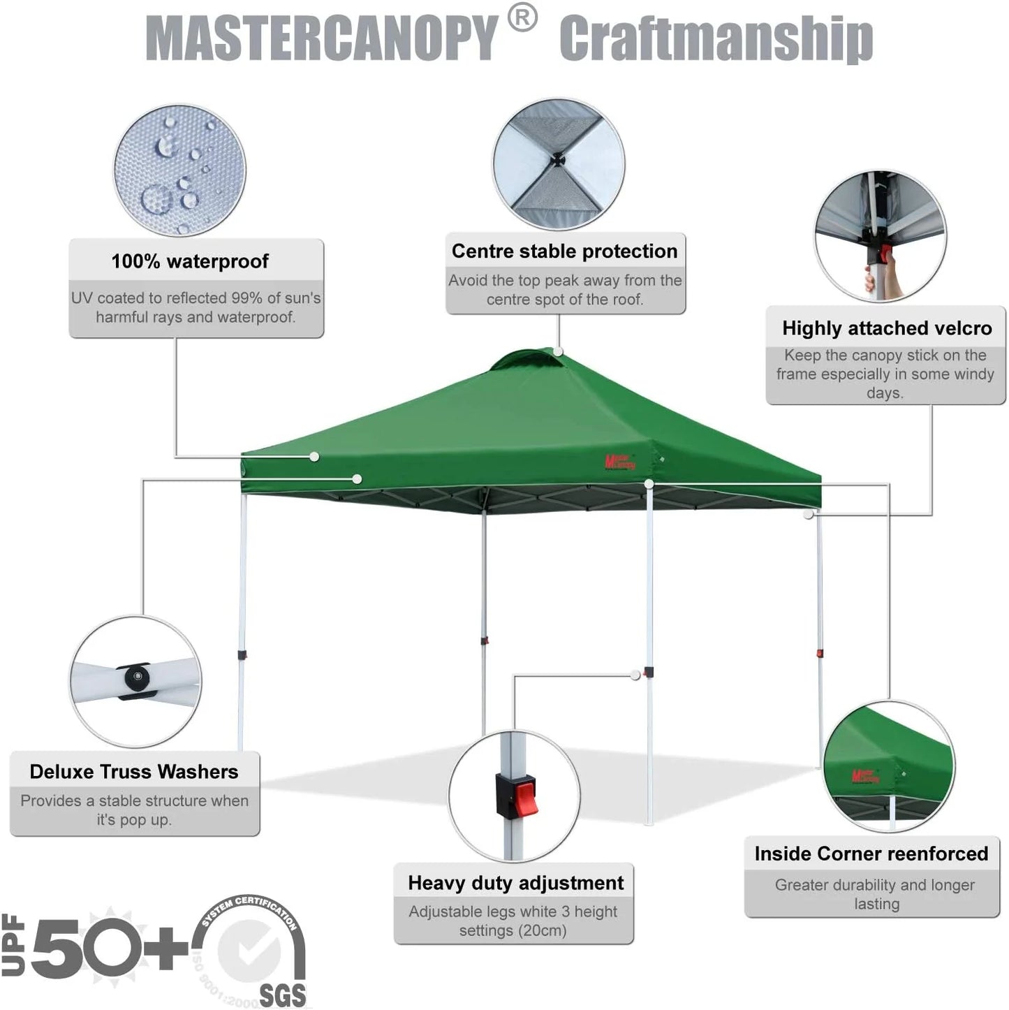 Durable Pop-up Canopy Tent with Roller Bag (10x10, Black)