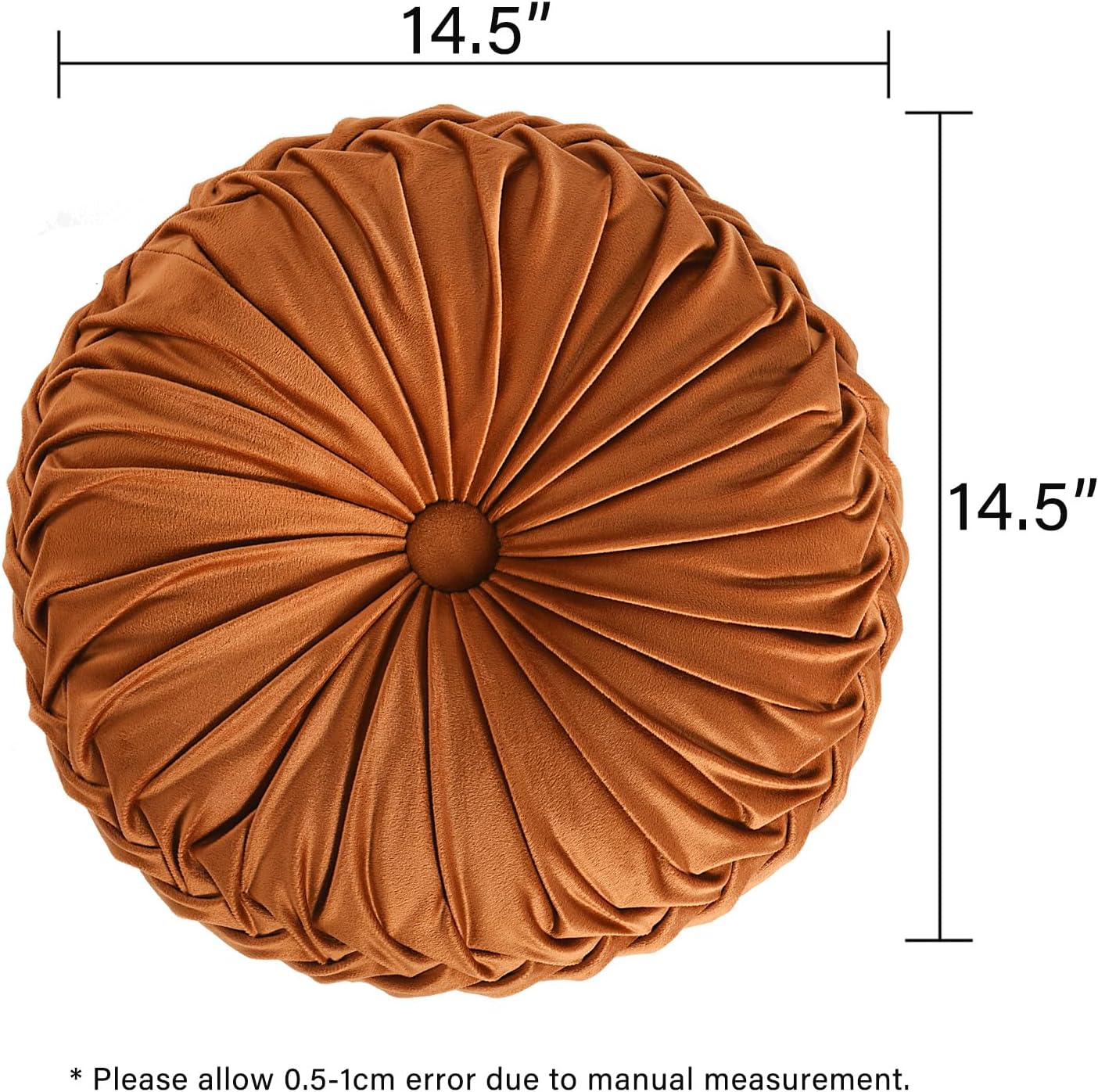 Set of 2 Decorative Round Pleated Throw Pillows