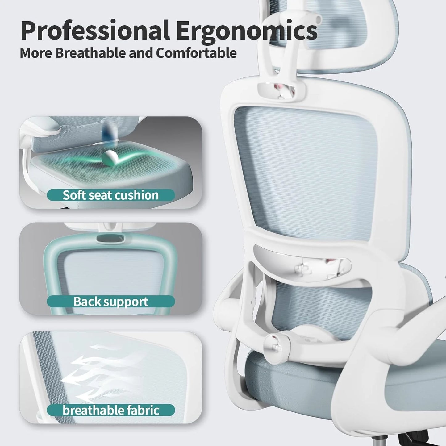 TRALT Office Chair Ergonomic Desk Chair 330 lbs Home Gaming Chair with Wheels