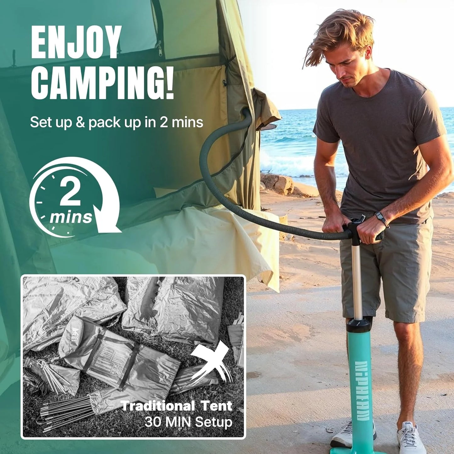 Truck Bed Tent 5.5ft-8ft, Suitable for 2+1 People/Family Inflatable Pickup Truck Tent