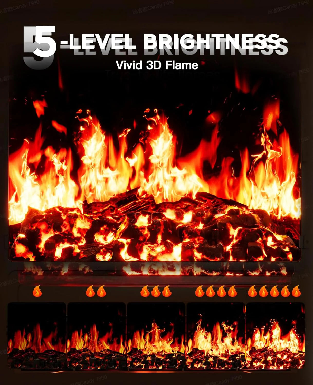 50" Smart Electric Fireplace 5300 BTU Heat Output, Ultra-Slim Wall-Mount or Built-In Electric Fireplace