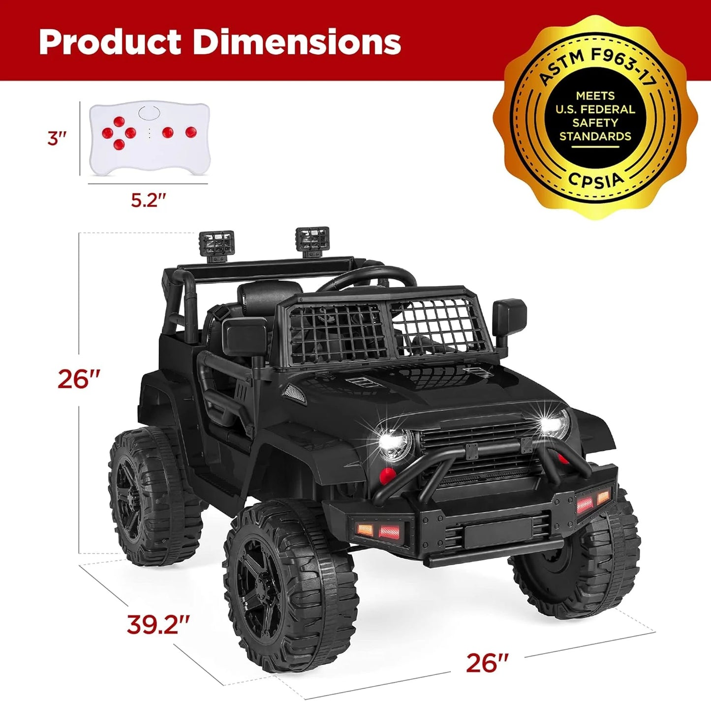 Best Choice Products 12V Kids Ride-On Truck Car with Spring Suspension and LED Lights