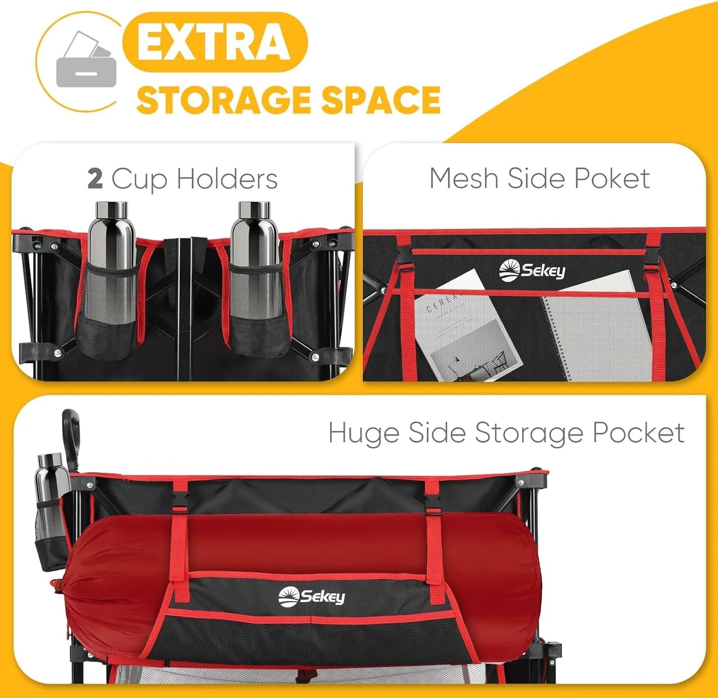 400L Large Capacity Folding Double Decker Wagon with Brakes, 50" Extra Long Extender Cart, 500lbs Heavy Duty Collapsible Wagons