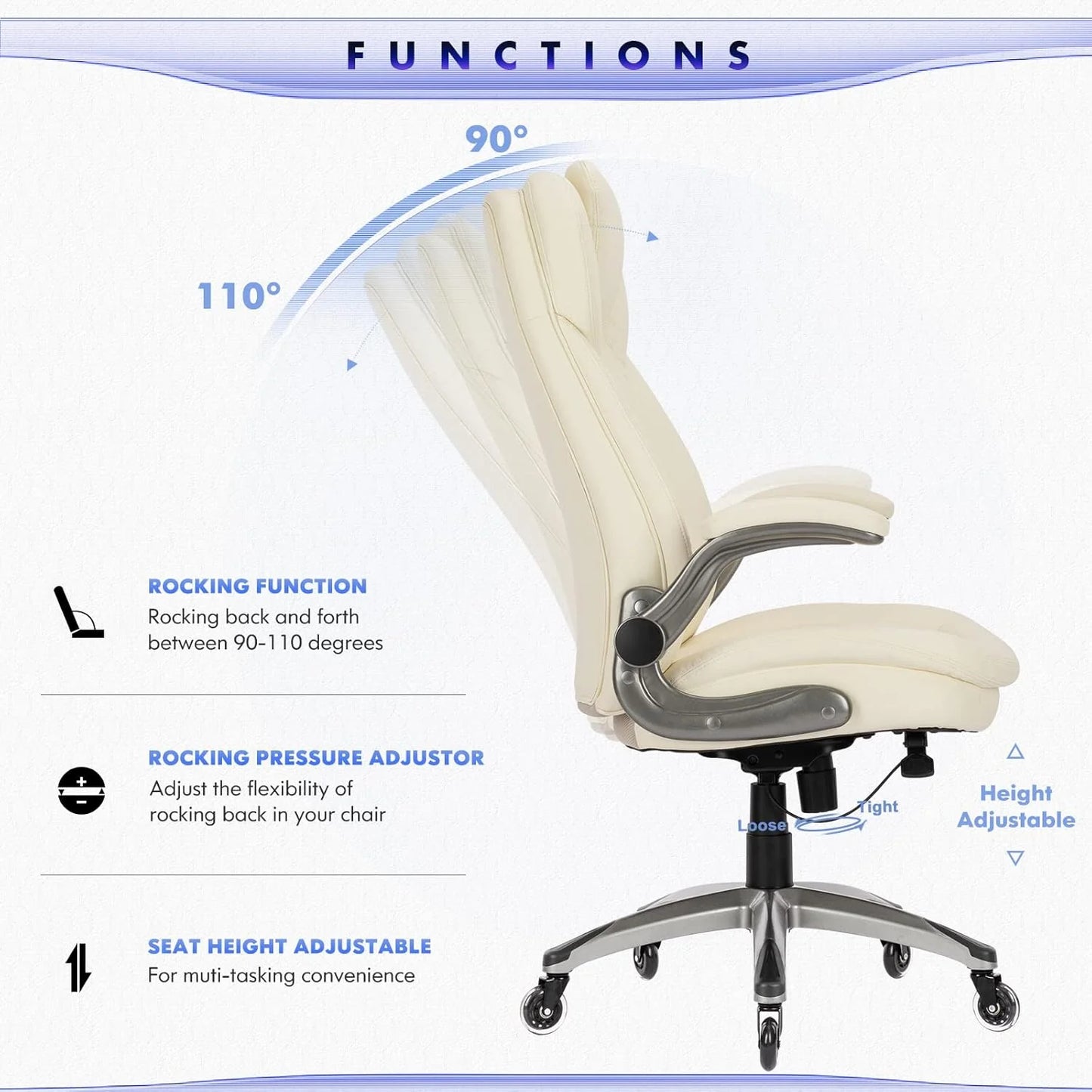 Executive Office Chair Computer Desk Chair Swivel Home Office Chair Upgraded Casters