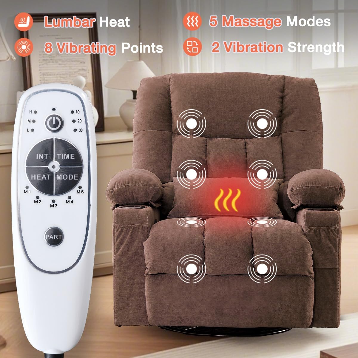 Recliner Loveseat with Cup Holders for Living Room