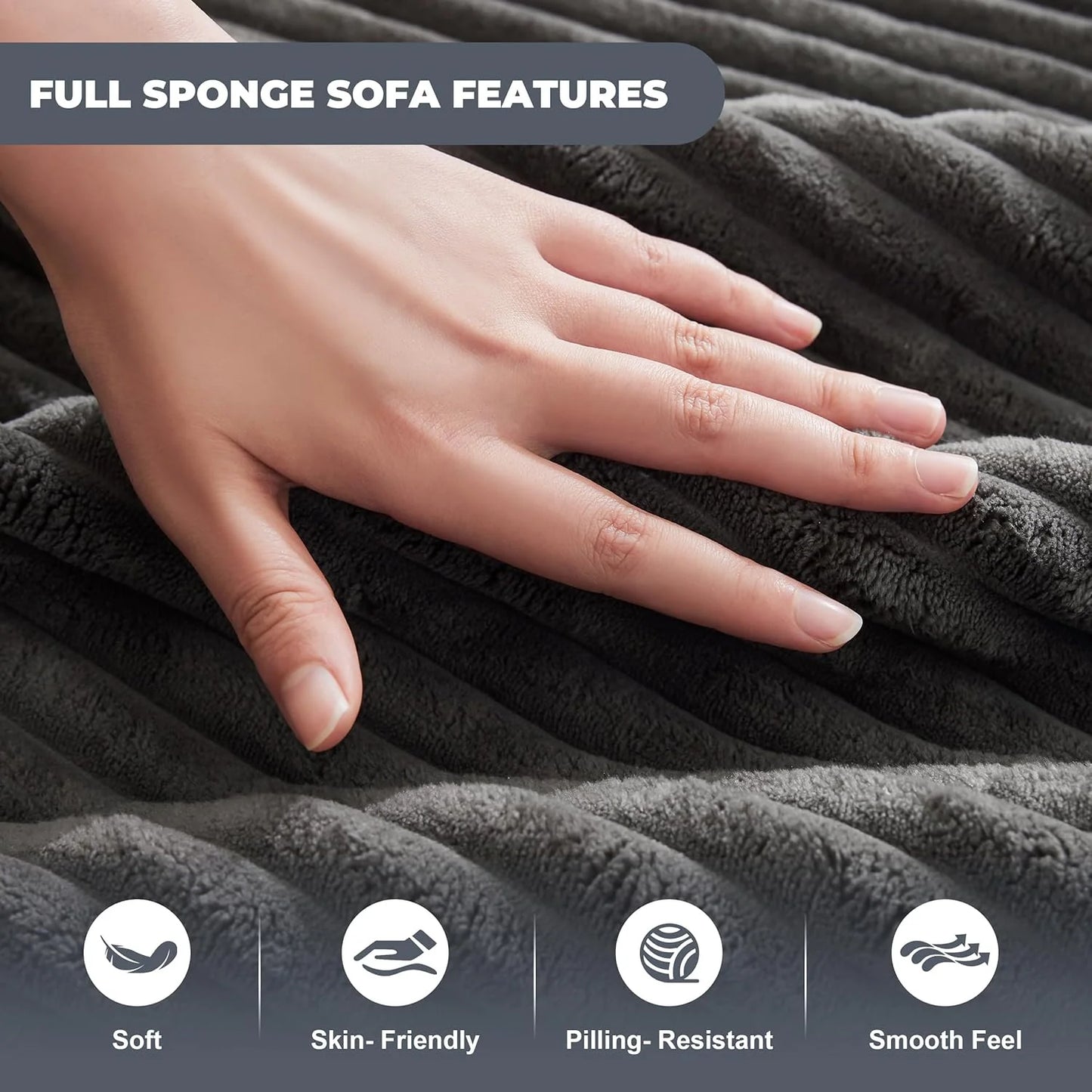 110-inch cloud sofa, boneless sofa in the living room, modular sofa with deep seats