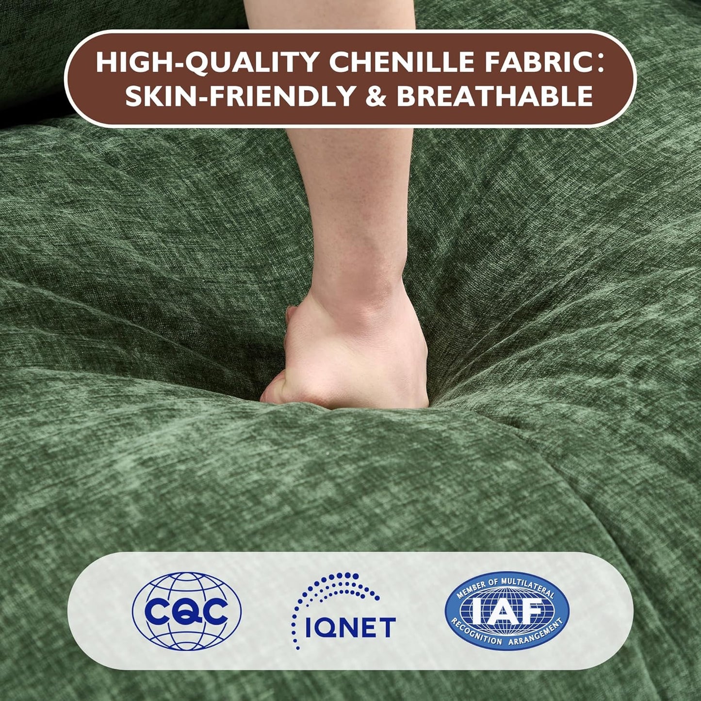 111.4 Inch L-Shaped Modern Sofa Modular Cloud Sofa with Ottoman, 4-Seater Chenille Deep Seat Sofa with Pillows for Living Room, Bedroom and Apartment, Beige