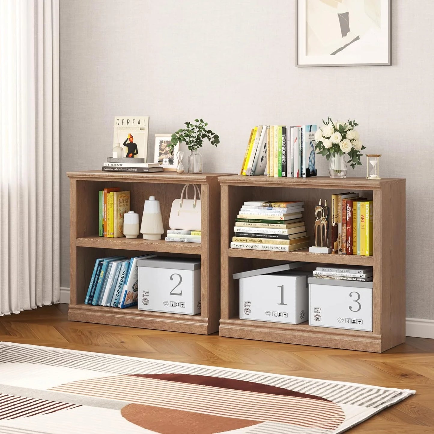 70-Inch Tall White Bookcase 5 Tiers Shelves Open Storage Bookshelf