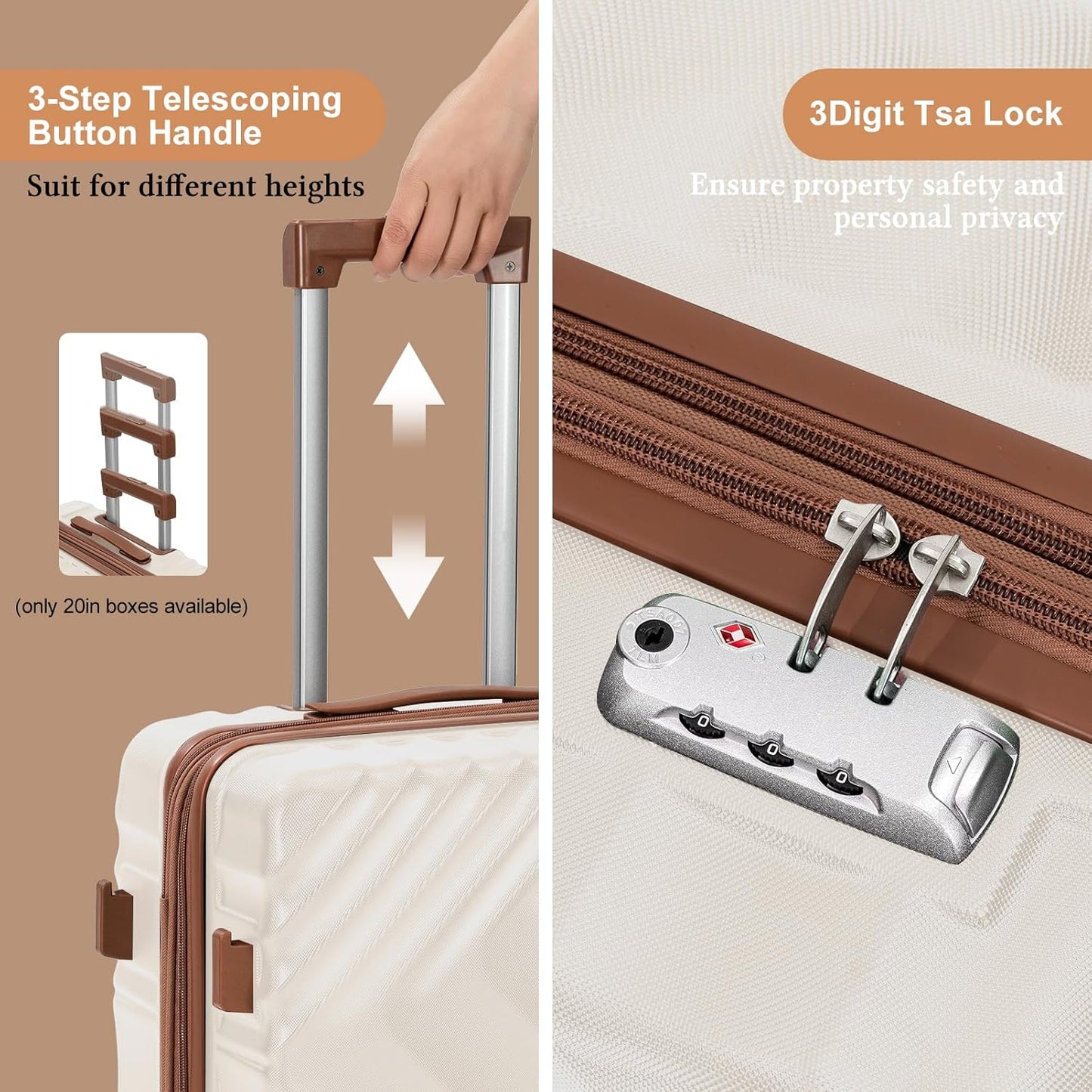 5 piece luggage set expandable suitcase 22x14x9 aviation certified durable waterproof travel set