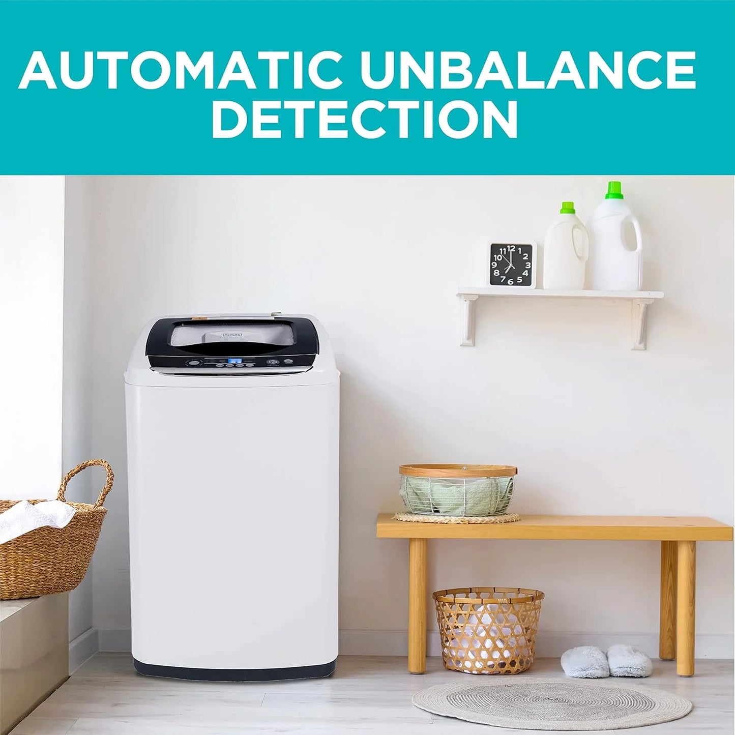 Portable Washer 6.6 lb. Capacity Washing Machine for Homes & Apartments 5 Wash Cycles Quick Connect Sink Adapter and Drain Hose Included Transparent Lid